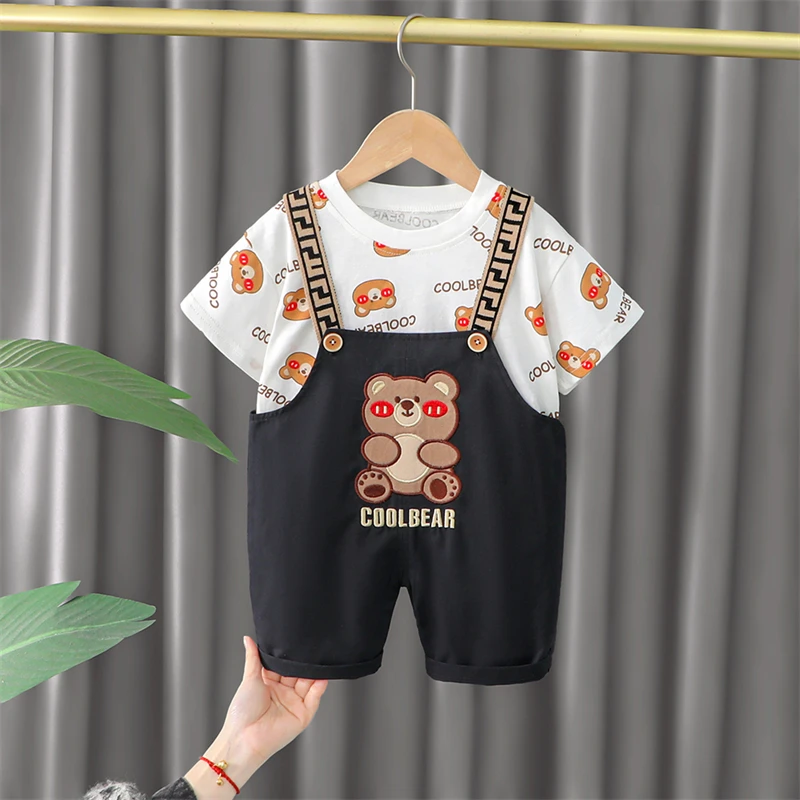 Одежда для девочек и мальчиков 2022, комплекты летней детской одежды, футболка с коротким рукавом и мультяшным медведем, комбинезоны, детский ...
Одежда для девочек и мальчиков 2022, комплекты летней детской одежды, футболка с коротким рукавом и мультяшным медведем, комбинезоны, детский ...