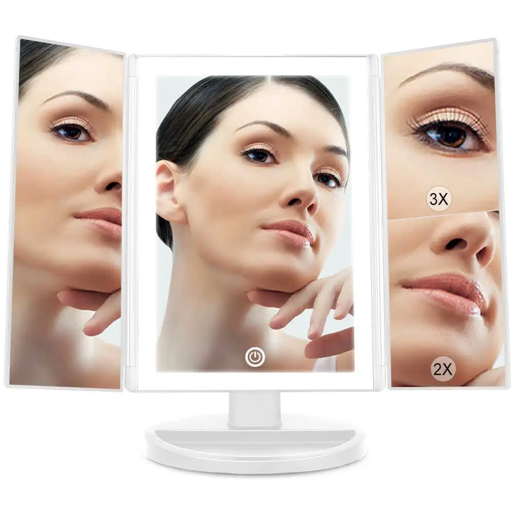 Vanity Mirror - Backlit, Portable, Touchscreen Makeup Mirror, 36 LED Lights Touch-Screen Light Control, Tri-Fold 1/2/3X Magnific
Vanity Mirror - Backlit, Portable, Touchscreen Makeup Mirror, 36 LED Lights Touch-Screen Light Control, Tri-Fold 1/2/3X Magnific