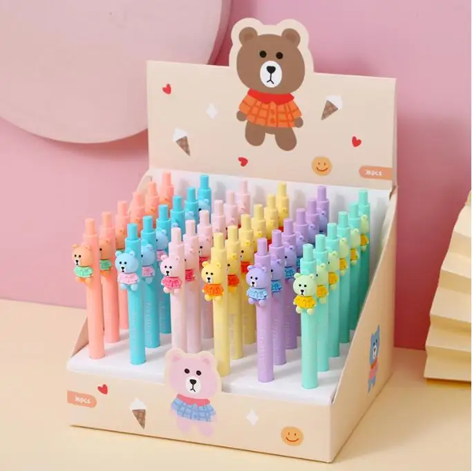 36 pcs/lot Kawaii Bear Press Gel Pen Cute 0.5mm Black Ink Pens Stationery Office School Writing Supplies wholesale
36 pcs/lot Kawaii Bear Press Gel Pen Cute 0.5mm Black Ink Pens Stationery Office School Writing Supplies wholesale