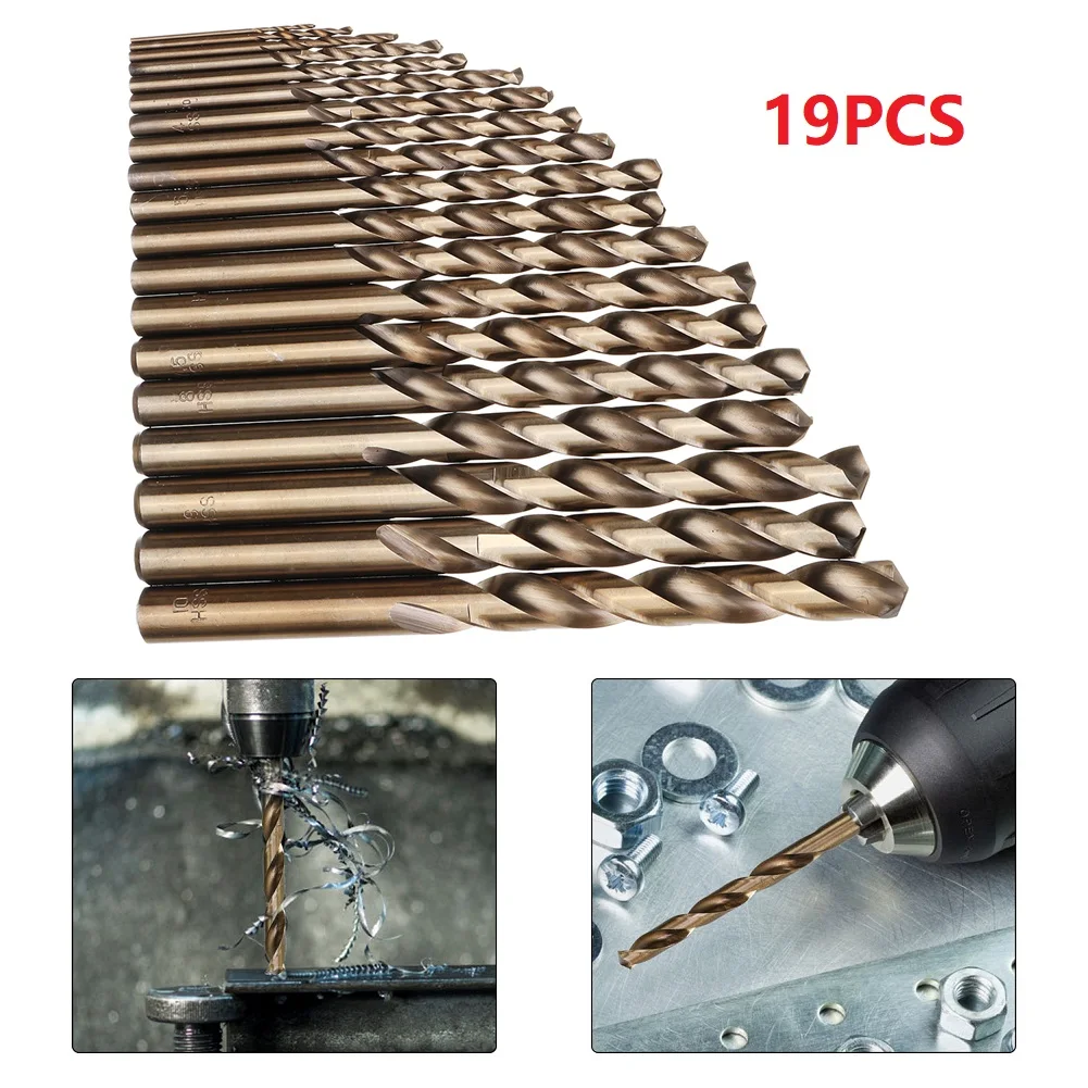 19pcs HSS-Co M35 Cobalt Straight Shank Drill Bits For Metal Drilling 1.0-10mm Radial Drill Bench Drill Hand Drill Chuck
19pcs HSS-Co M35 Cobalt Straight Shank Drill Bits For Metal Drilling 1.0-10mm Radial Drill Bench Drill Hand Drill Chuck