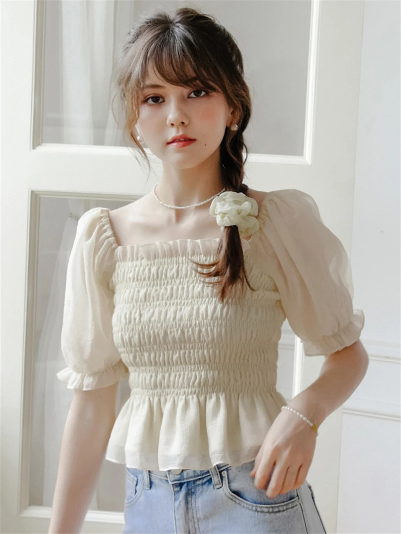 Ruffles Collar Short Sleeves Summer Shirts Vintage Elegant Sweet Blouse Solid Lyocell Cute Fashion Female Clothing
Ruffles Collar Short Sleeves Summer Shirts Vintage Elegant Sweet Blouse Solid Lyocell Cute Fashion Female Clothing