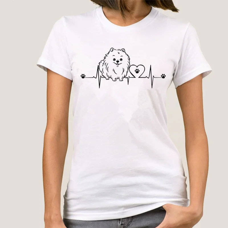 Heartbeat of Dog Pomeranian T Shirt Women New Summer Jack Russell T-shirts Shih Tzu Birthday Gift Female Tee Tops
Heartbeat of Dog Pomeranian T Shirt Women New Summer Jack Russell T-shirts Shih Tzu Birthday Gift Female Tee Tops