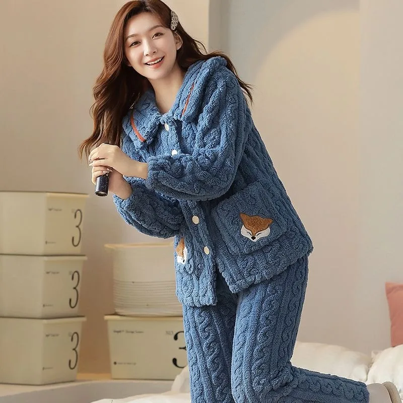 2023 Pajama Women Autumn Winter Coral Fleece Thickened Loungewear Warm Korean Version Can Be Worn Outside Plus-size Homewear Set
2023 Pajama Women Autumn Winter Coral Fleece Thickened Loungewear Warm Korean Version Can Be Worn Outside Plus-size Homewear Set