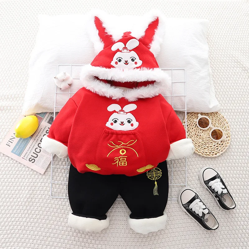 2023 Winter Chinese Tang Suit Top Pants Cartoon Rabbitclothing Set Children Sportswear Kids Plush Hooded Infant Clothes Outfits
2023 Winter Chinese Tang Suit Top Pants Cartoon Rabbitclothing Set Children Sportswear Kids Plush Hooded Infant Clothes Outfits