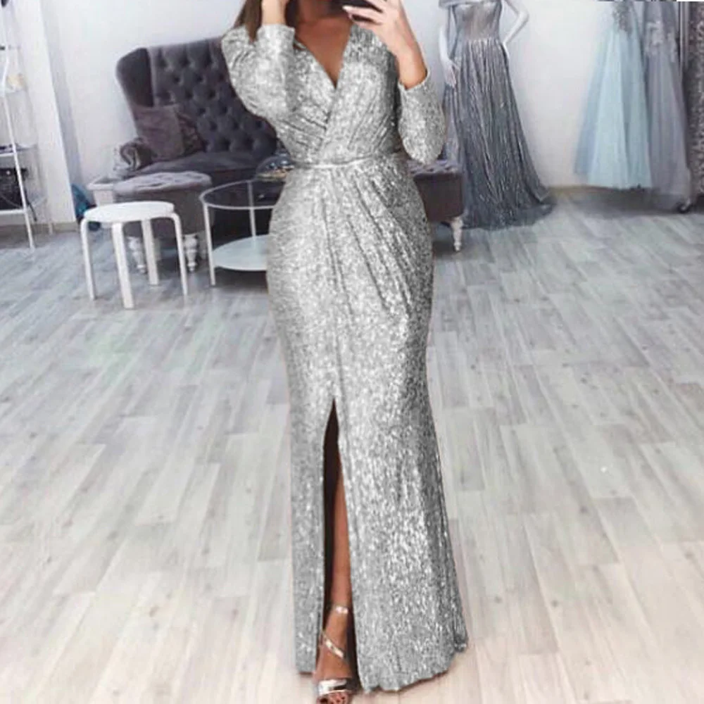 Women Party Dress Dress Fashion Elegant Long Sleeve Pullover V-neck Split Slim Solid Color Spring Fall A-line Dress For Ladies
Women Party Dress Dress Fashion Elegant Long Sleeve Pullover V-neck Split Slim Solid Color Spring Fall A-line Dress For Ladies