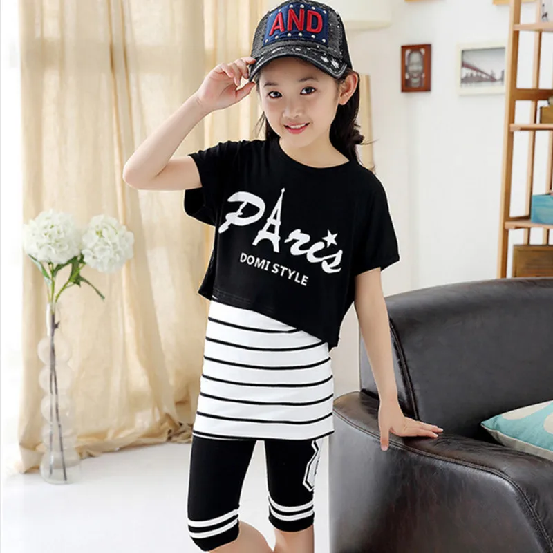 Детский летний комплект из 3 предметов для девочек, Модная хлопковая одежда в полоску с буквенным принтом, черный/белый, 120-170
Детский летний комплект из 3 предметов для девочек, Модная хлопковая одежда в полоску с буквенным принтом, черный/белый, 120-170