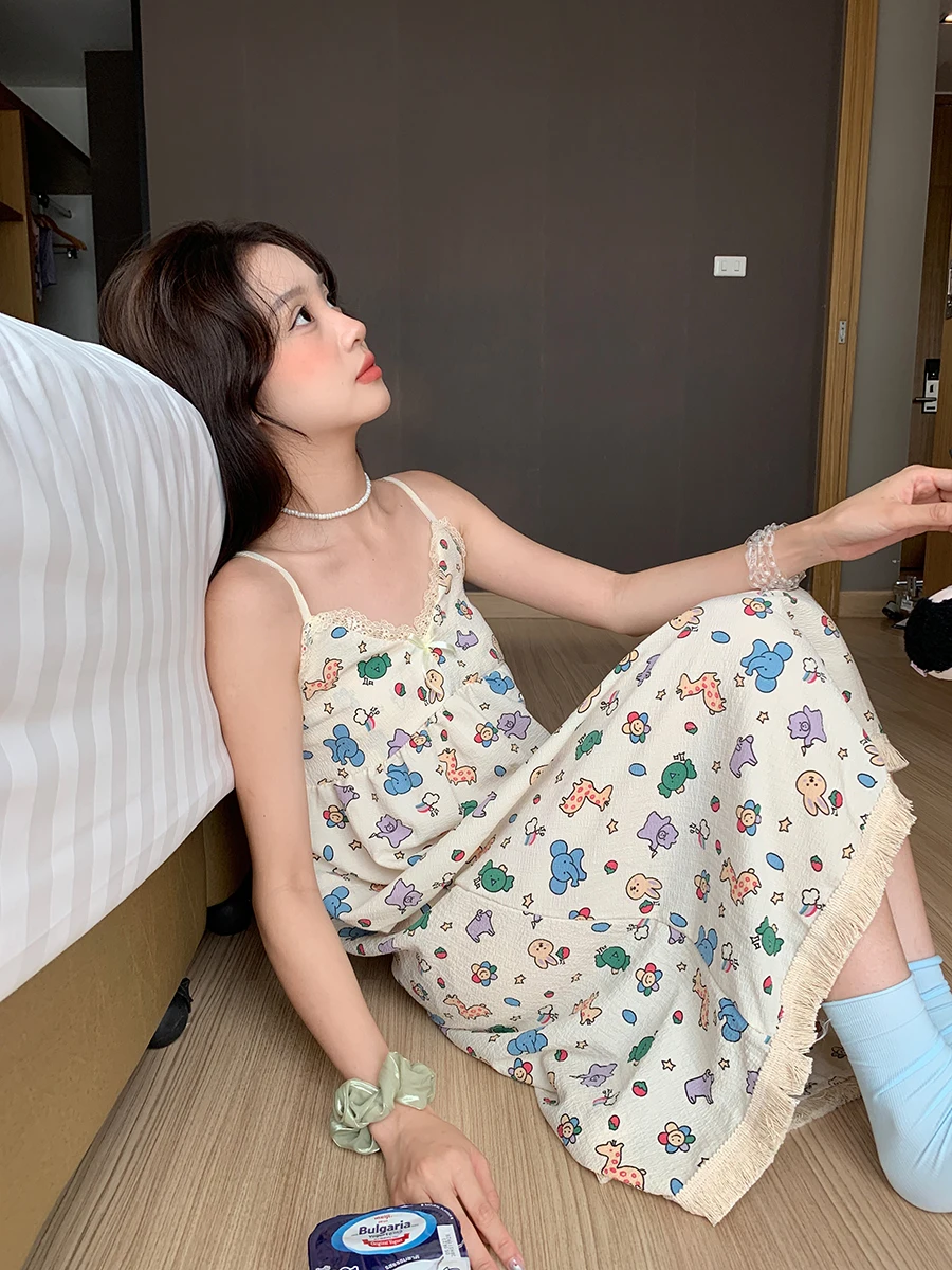 Summer Ladies Cute Floral Halter Pajamas Pajamas Loose Light Soft Comfortable Sleeveless Bedroom Bathroom Loose Skirt Dress
Summer Ladies Cute Floral Halter Pajamas Pajamas Loose Light Soft Comfortable Sleeveless Bedroom Bathroom Loose Skirt Dress