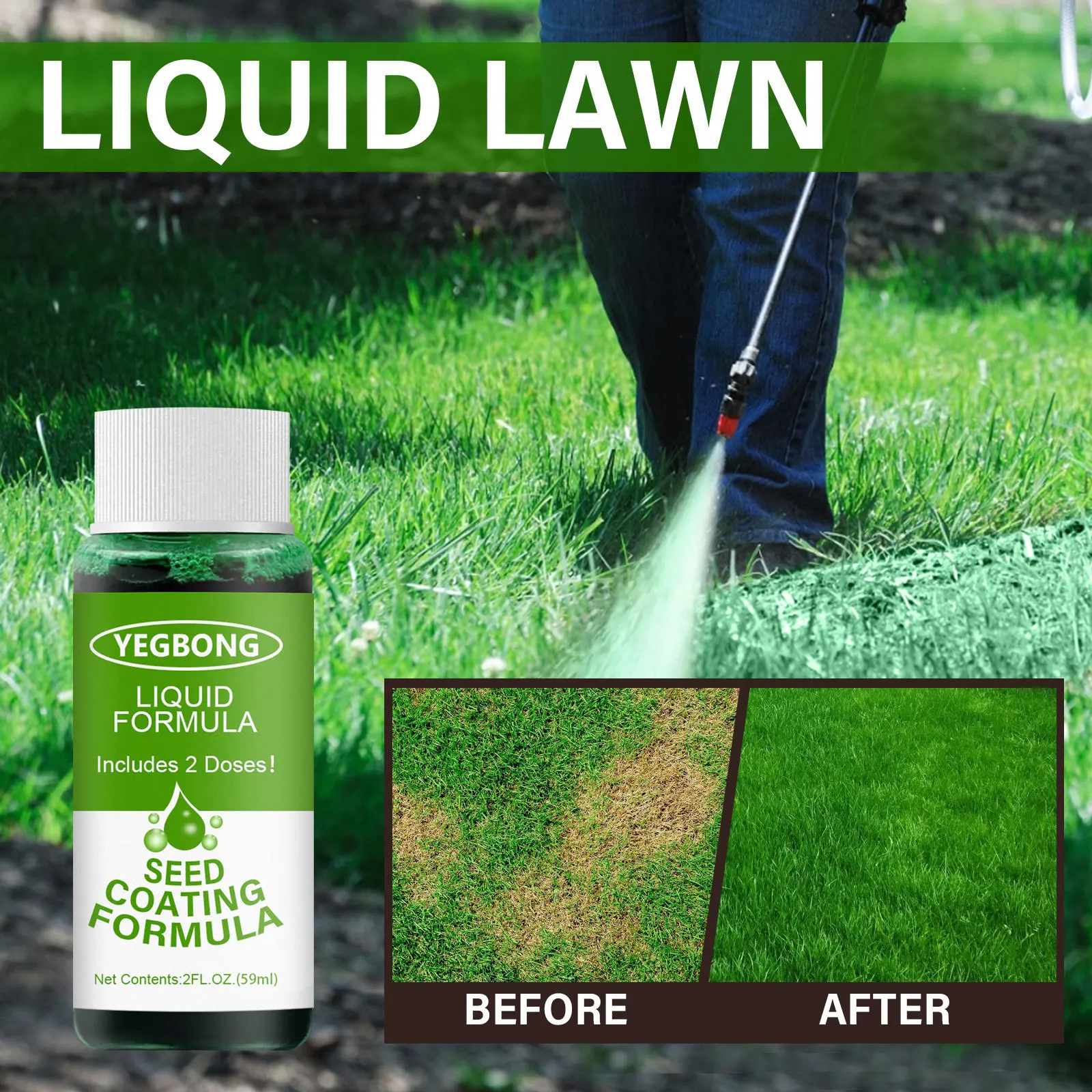 

59ML Liquid Lawn Household Seeding System Liquid Spray Seed Lawn Care Grass Shot Hydro Mousse Liquid Spray Repairs Dry Spots