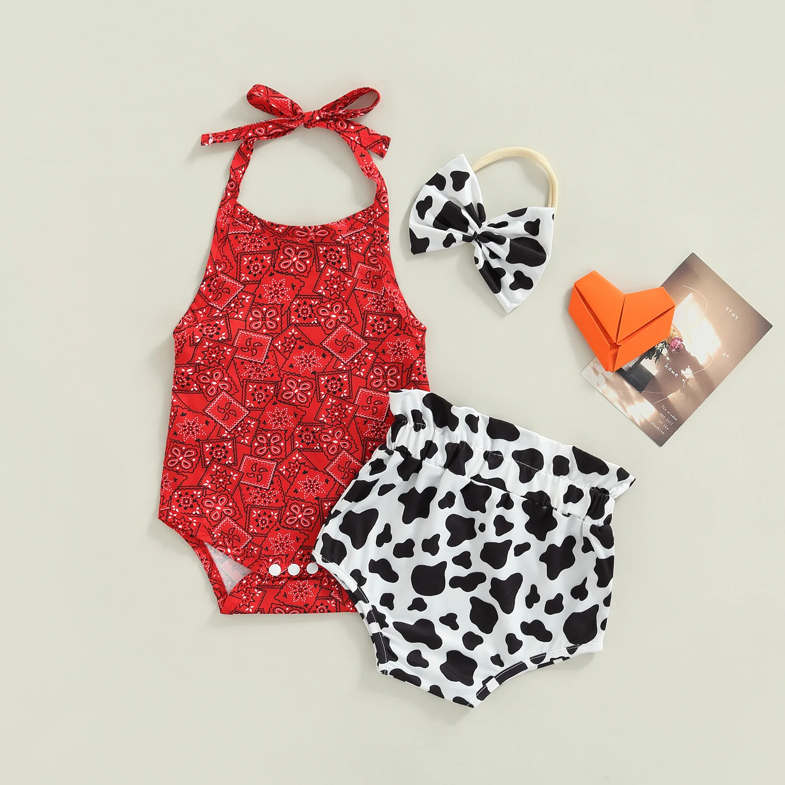 Infant Baby Girls 3 Pieces Outfits Print Sleeveless Romper Tops+shorts Bow Headband Toddler Baby Summer Clothing Set
Infant Baby Girls 3 Pieces Outfits Print Sleeveless Romper Tops+shorts Bow Headband Toddler Baby Summer Clothing Set