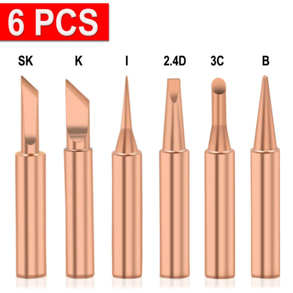 6 Pcs Soldering Iron Tips I B K SK 3C 2.4D Copper Tips Set Replacement Parts For Welder Soldering Welding Equipment Accessories
6 Pcs Soldering Iron Tips I B K SK 3C 2.4D Copper Tips Set Replacement Parts For Welder Soldering Welding Equipment Accessories