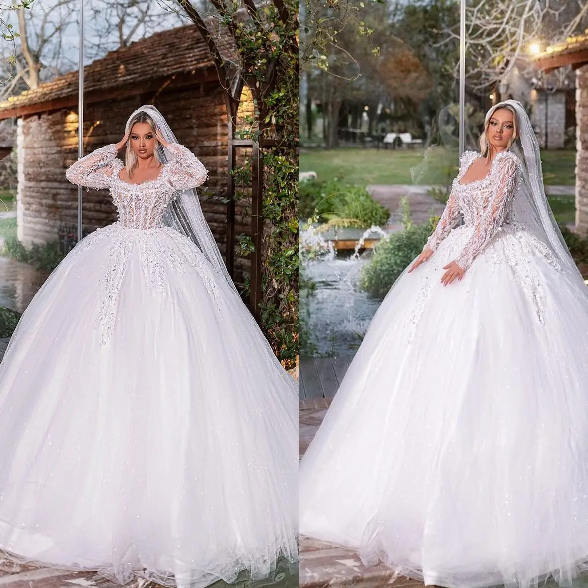 Princess Square Neck Beaded Lace Wedding Dress Sweep Train Long Sleeves Plus Size Bridal Gowns Robe De Mariée Grande Taille
Princess Square Neck Beaded Lace Wedding Dress Sweep Train Long Sleeves Plus Size Bridal Gowns Robe De Mariée Grande Taille