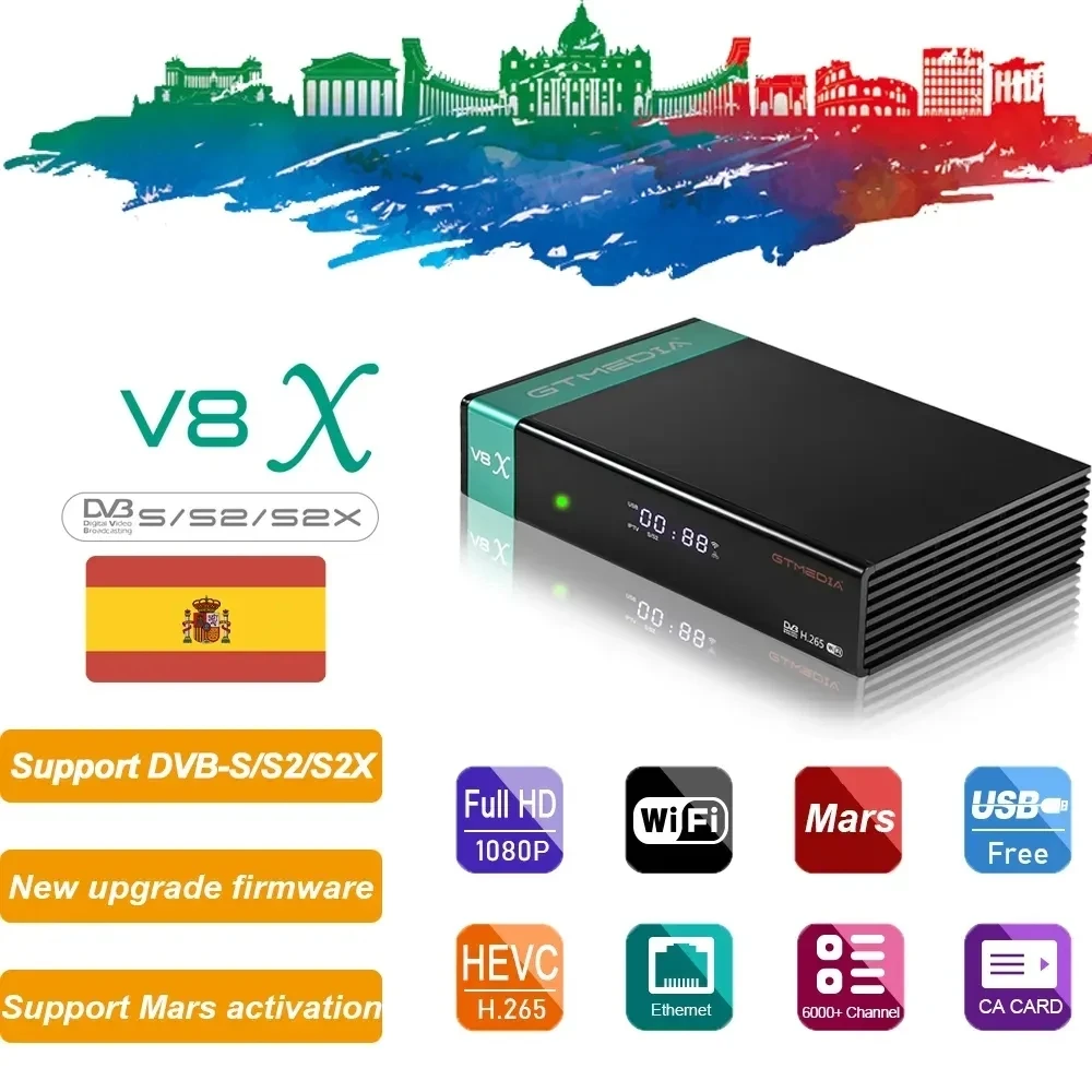 Спутниковый ТВ-приемник GTMEDIA V8X, декодер DVB-S2 S2X 1080P Full HD H.265, встроенный Wi-Fi, обновление с V8 NOVA, поддержка Ma
Спутниковый ТВ-приемник GTMEDIA V8X, декодер DVB-S2 S2X 1080P Full HD H.265, встроенный Wi-Fi, обновление с V8 NOVA, поддержка Ma