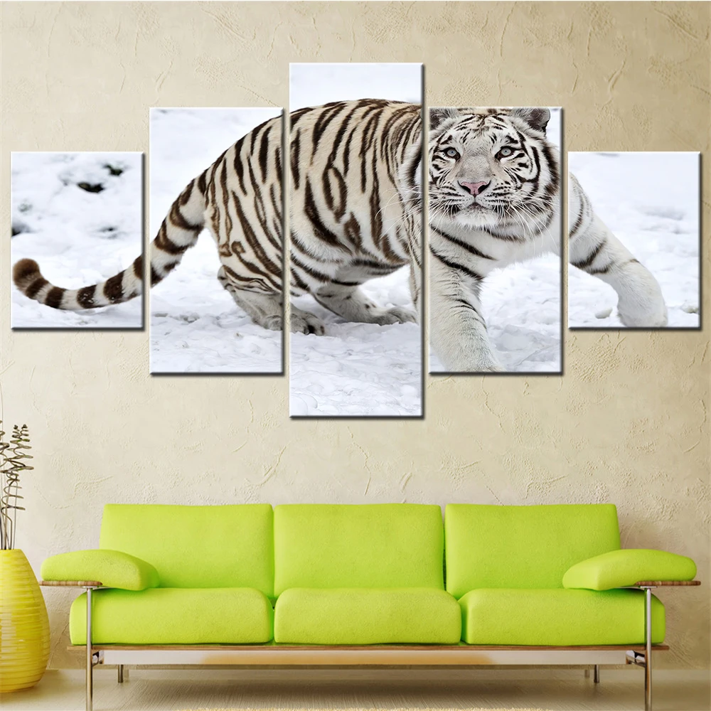 White Tiger On Snow Winter Wall Art Canvas Set 5 Panel Canvas Pictures for Living Room Decor Modular Bedroom Painting Home Decor
White Tiger On Snow Winter Wall Art Canvas Set 5 Panel Canvas Pictures for Living Room Decor Modular Bedroom Painting Home Decor