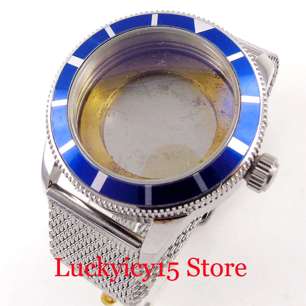 Чехол для часов BLIGER 46 мм, серебристый чехол с вращающейся рамкой, подходит для MINGZHU 2813 ETA 2836, наручные часы с механизмом MIYOTA 
Чехол для часов BLIGER 46 мм, серебристый чехол с вращающейся рамкой, подходит для MINGZHU 2813 ETA 2836, наручные часы с механизмом MIYOTA