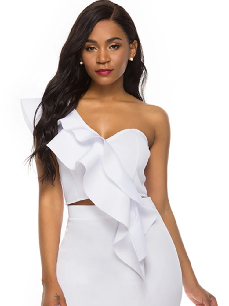White Tube Top Blouse Women One Shoulder Sexy Strapless Ruffles Short Shirts Tops Women Cocktail Event Occasion Wear Clothes New
White Tube Top Blouse Women One Shoulder Sexy Strapless Ruffles Short Shirts Tops Women Cocktail Event Occasion Wear Clothes New