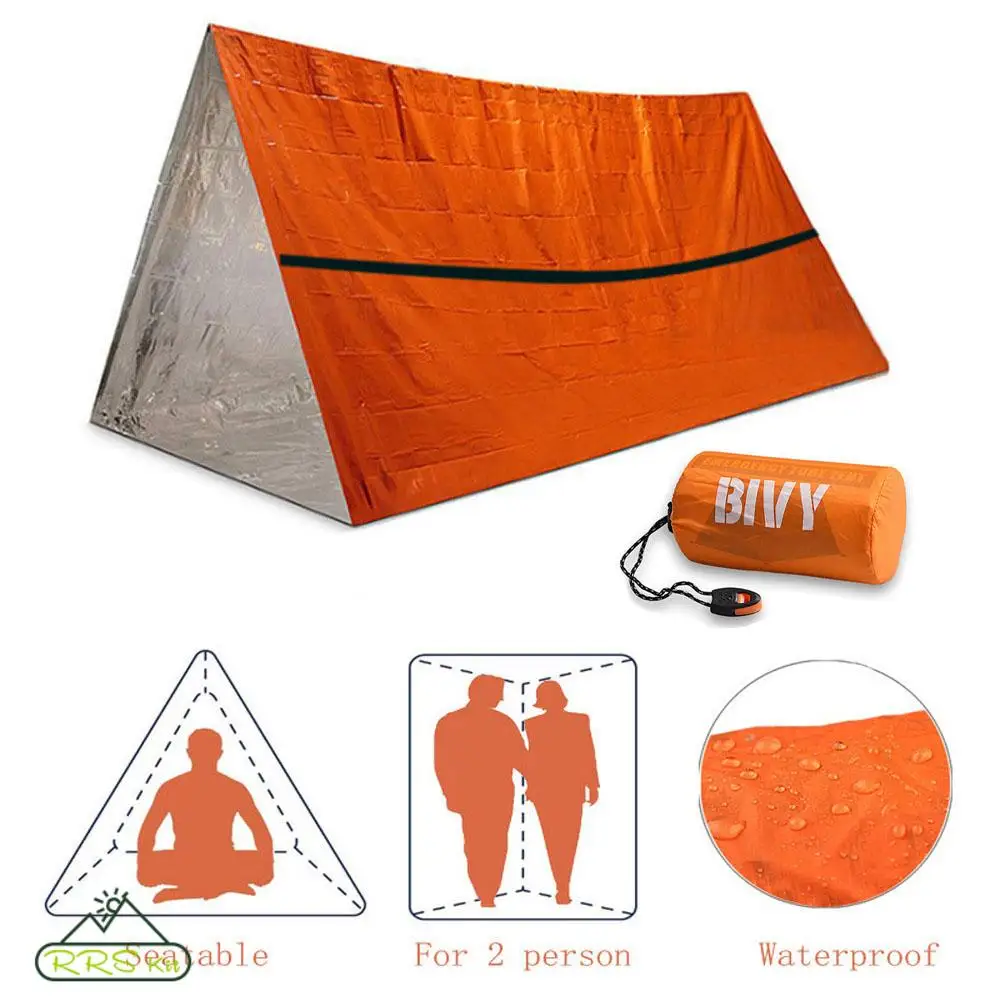 

2 Person Emergency Shelter Survival Bivy Tube Tent Kit Thermal Blanket SOS Sleeping Waterproof Bag Survival Equipment