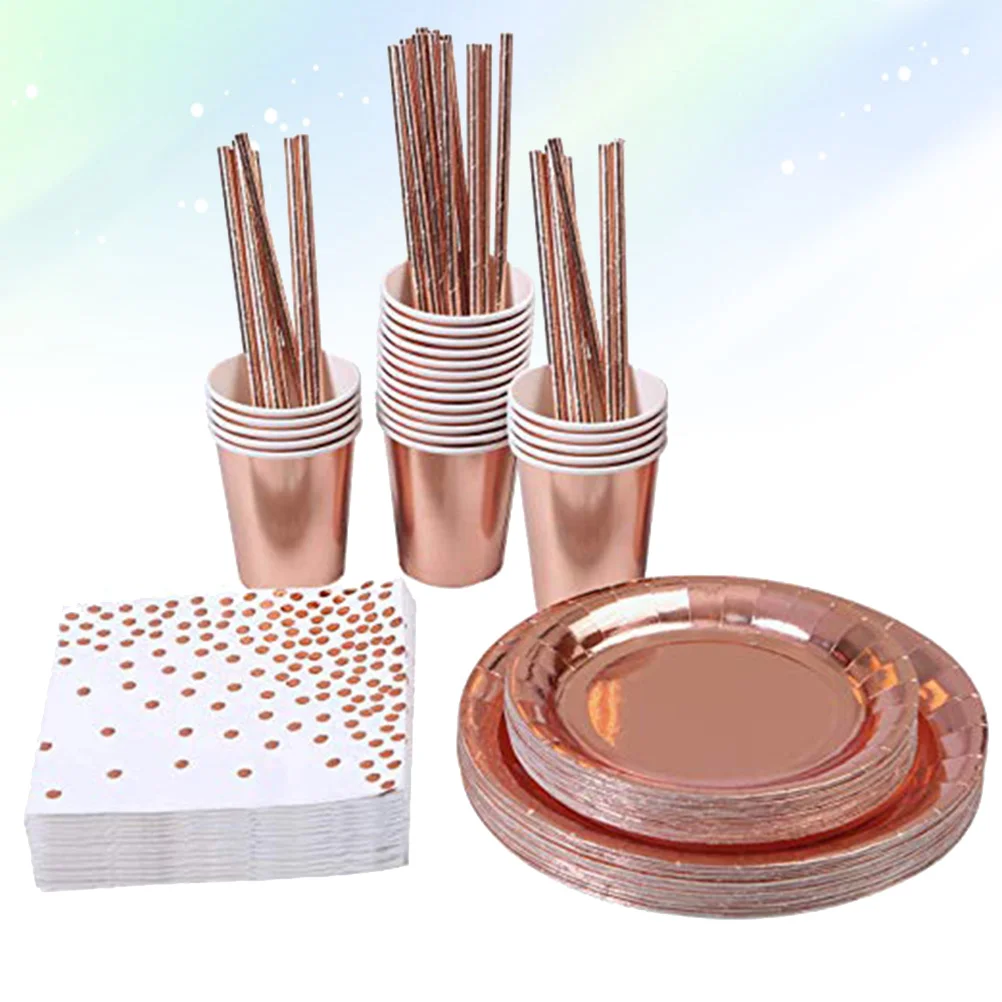 Rose Gold Paper Set Dinnerware Disposable Decorations Plates Tableware Drinking Napkins Cup Birthday Party
Rose Gold Paper Set Dinnerware Disposable Decorations Plates Tableware Drinking Napkins Cup Birthday Party