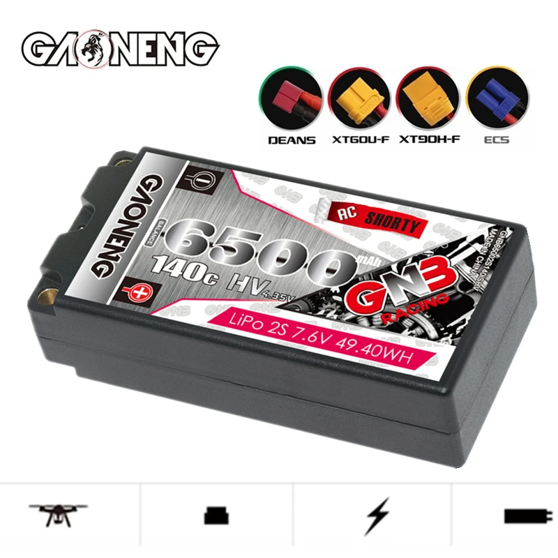 Upgraded GNB 2S 7.6V 6500mAh Hardcase Shorty 5.0mm Bullet LiHV Battery Pack For 1/10 RC Car Boat Tank 140C 7.6V Battery
Upgraded GNB 2S 7.6V 6500mAh Hardcase Shorty 5.0mm Bullet LiHV Battery Pack For 1/10 RC Car Boat Tank 140C 7.6V Battery