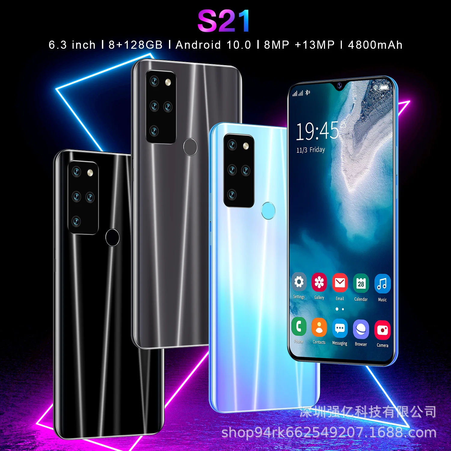 Новый телефон S21 с большим экраном 6,3 дюйма, 1 + 16 смартфон со сканером отпечатков пальцев 
Новый телефон S21 с большим экраном 6,3 дюйма, 1 + 16 смартфон со сканером отпечатков пальцев