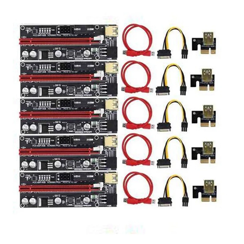 5PCS PCI-E Riser VER009S Plus GPU PCIE Card PCI E X16 To X1PCI Express Adapter Card 6Pin To SATA USB3.0 With LED Lights
5PCS PCI-E Riser VER009S Plus GPU PCIE Card PCI E X16 To X1PCI Express Adapter Card 6Pin To SATA USB3.0 With LED Lights