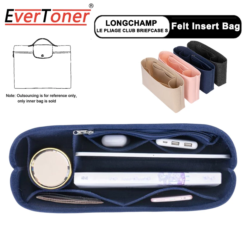 

EverToner Organizer For Longchamp LE PLIAGE CLUB Briefcase S Insert Bag Women Felt Travel Linner With Pouch Handbag Inner Purse