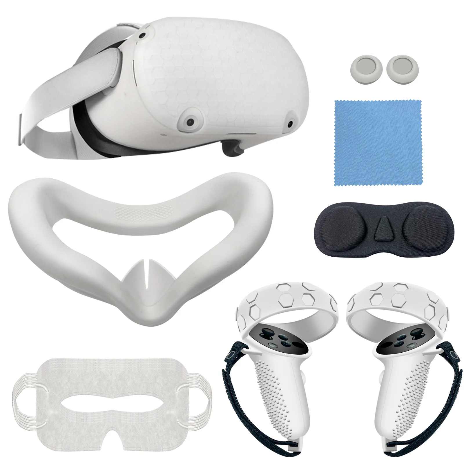 

7 шт. передняя крышка VR, силиконовая маска с защитой объектива, кожаный чехол с сенсорным контроллером для Oculus Quest 2, аксессуары