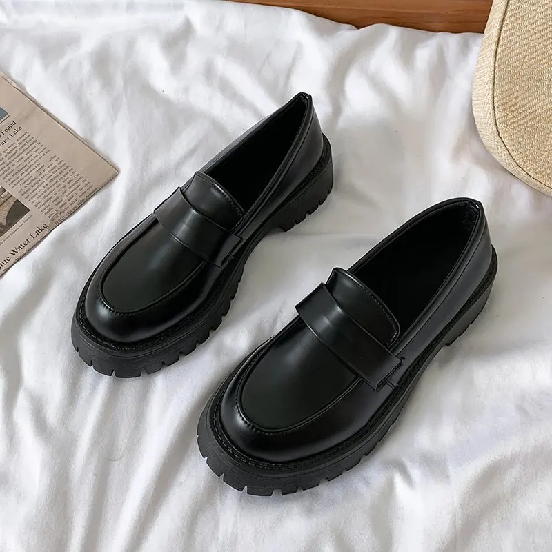 Women's Small Leather Shoes Black Thick-soled Height-enhancing Shoes Women's Shoes High Heels Shoes for Wedding Women New
Women's Small Leather Shoes Black Thick-soled Height-enhancing Shoes Women's Shoes High Heels Shoes for Wedding Women New