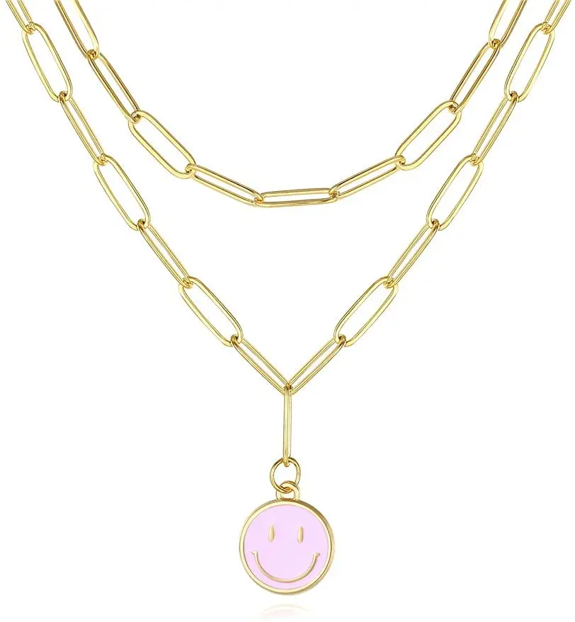 Smiley Face Necklaces for Women Gold Paperclip Chain Simple Round Friend Jewelry
Smiley Face Necklaces for Women Gold Paperclip Chain Simple Round Friend Jewelry