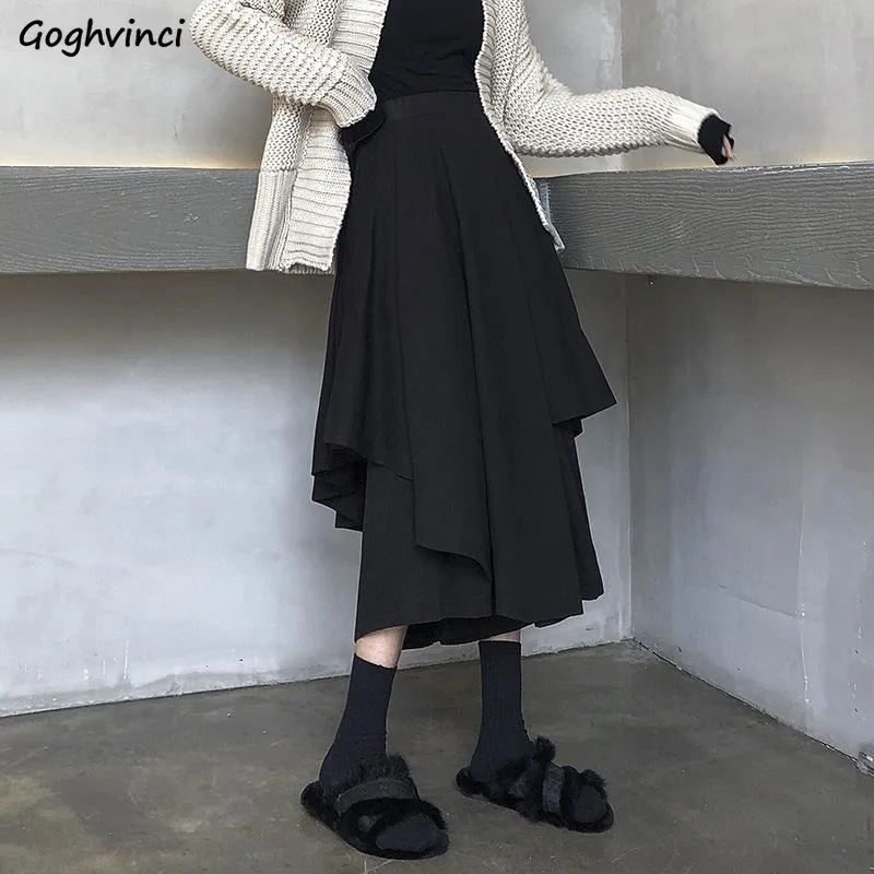 

Юбка-карго Женская средней длины, ассиметричный свободный трапециевидный силуэт в стиле ампир, с эластичным поясом, модный дизайнерский наряд для женщин на осень-зиму
