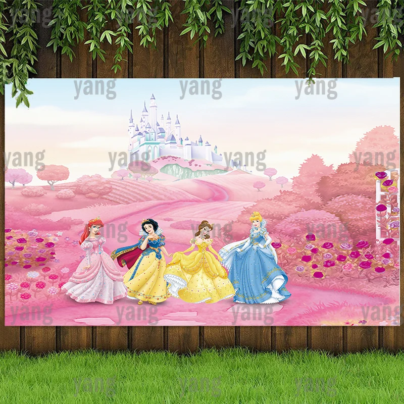 

Disney Princess Wedding Castle Pink Snow White Cinderella Little Mermaid Ariel Backdrop Girls Birthday Party Baby Shower Banner