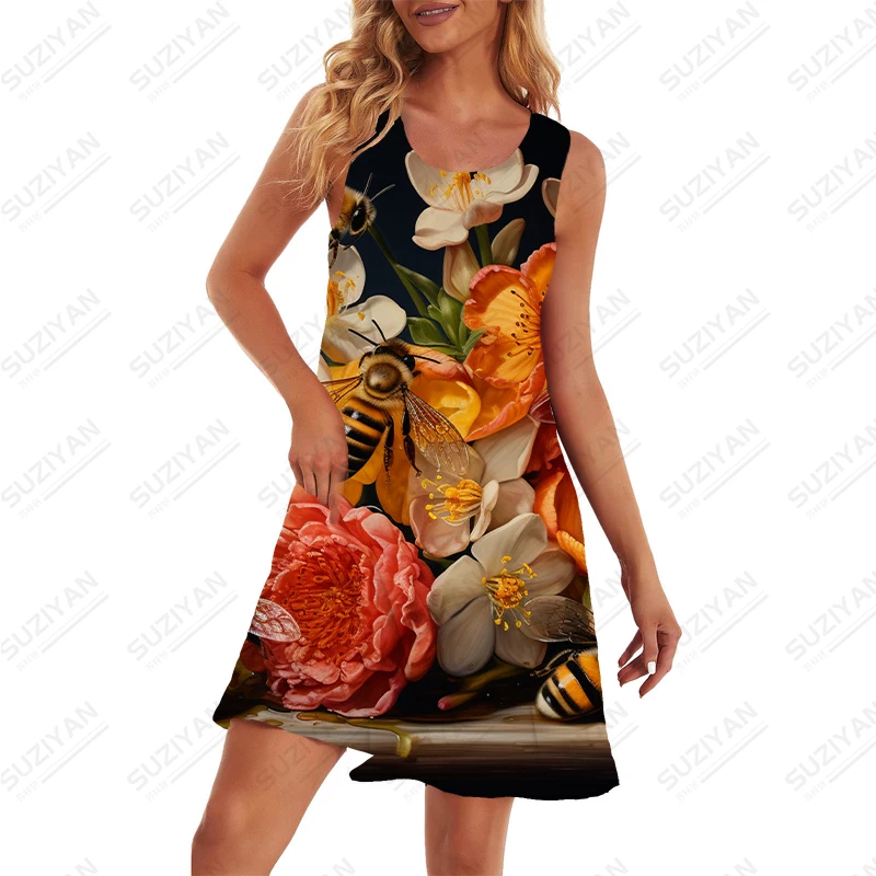 Bee 3D Printing Dress Simple Casual Sleeveless Dress Summer New Dress Fashion Loose Dresses Female Comfortable Soft Dress
Bee 3D Printing Dress Simple Casual Sleeveless Dress Summer New Dress Fashion Loose Dresses Female Comfortable Soft Dress