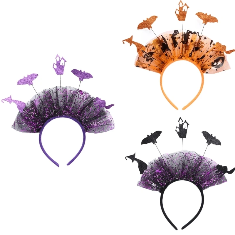 

Halloween Sequins Bat Headband Day of The Dead Hairband Cosplay Costume Headpiece for All Age Halloween Party Hair Decor