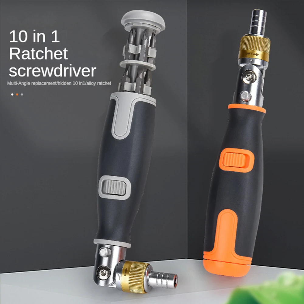 

10 in 1 Professional Screwdriver Sets Hand Tool Angle Ratchet Corner Screwdriver Sets Multi-functional Screw drivers With Bits