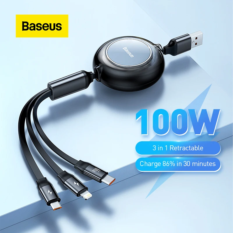 Baseus 3 in 1 USB C Cable for iPhone 13 12 Retractable Fast Charger Cable 100W USB Type C Cable for Macbook Pro Samsung Xiaomi
Baseus 3 in 1 USB C Cable for iPhone 13 12 Retractable Fast Charger Cable 100W USB Type C Cable for Macbook Pro Samsung Xiaomi