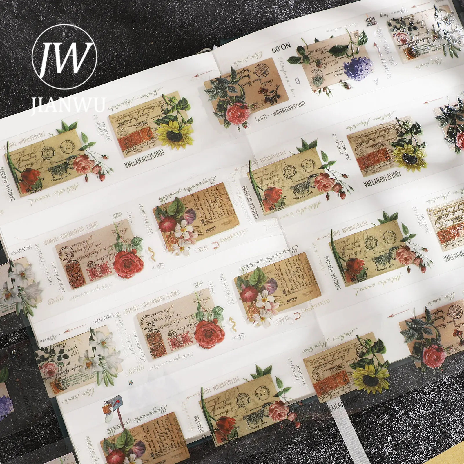

JIANWU 4cm*300cm Vintage Envelope PET waterproof Washi Tape DIY Journal Decoration Scrapbooking collage Masking Tapes Stationery