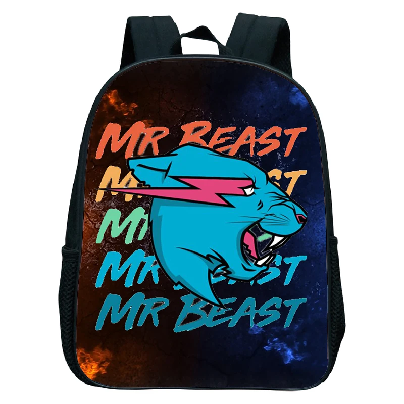 

Mr Wolf Beast Lightning Cat Backpack 12 Inch Kindergarten Bag Kids Schoolbag Primary School Students Bookbag Boys Girls Rucksack