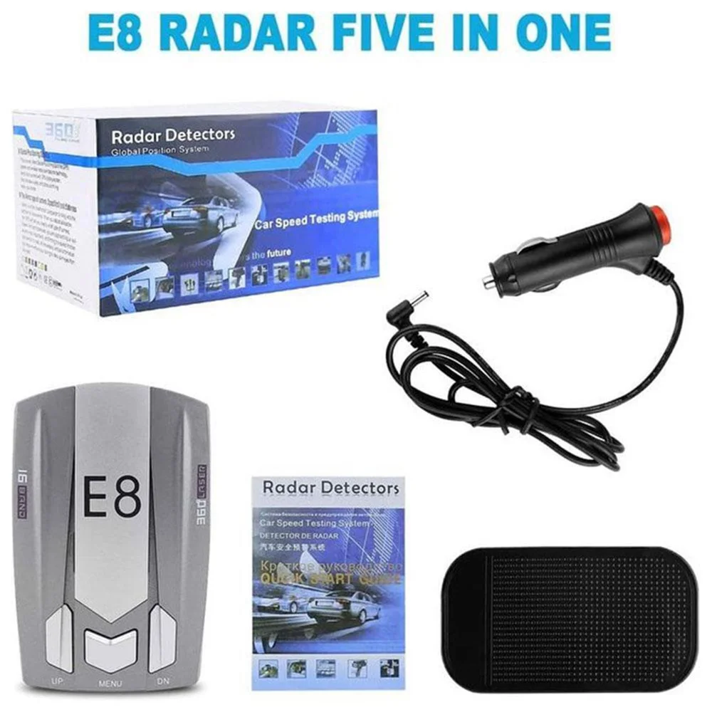 

E8 Car Radar Detector Flow Velocity Anti Radar Detector Long Range Signal Detection Voice Alarm Car Radar Detector 12V Detector