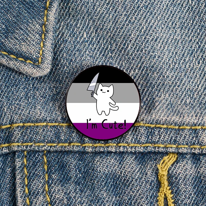 

Cute Cat with Knife Genderfluid Pride Pin Custom vintage Brooches Shirt Lapel teacher Bag Cute Badge pins for Lover Girl Friends