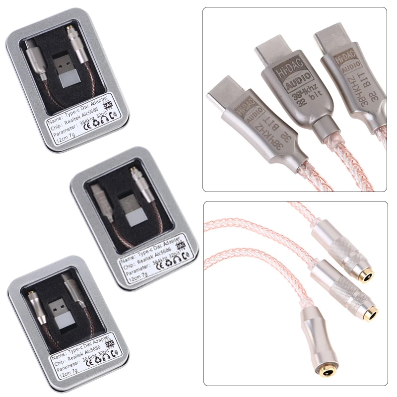 

1set USB Type C To 3.5mm DAC Amp Earphone Amplifie Digital Decoder AUX Audio Cable Adapter Converter LXDAC A01 ALC5686