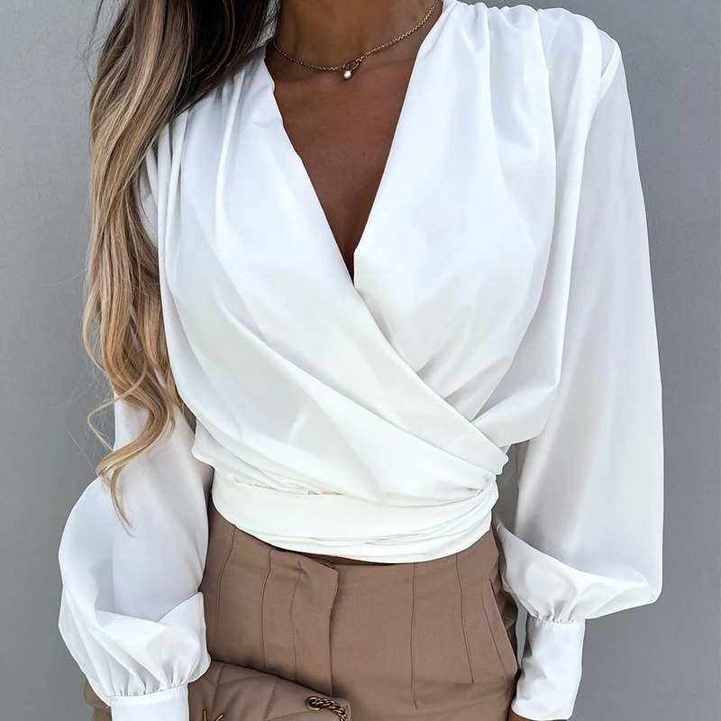 Female Solid Slim Commuter Shirts Casual Loose Long Sleeve Streetwear Blouses 2022 Spring New V-Neck Bandage Tunic Top Pullover
Female Solid Slim Commuter Shirts Casual Loose Long Sleeve Streetwear Blouses 2022 Spring New V-Neck Bandage Tunic Top Pullover