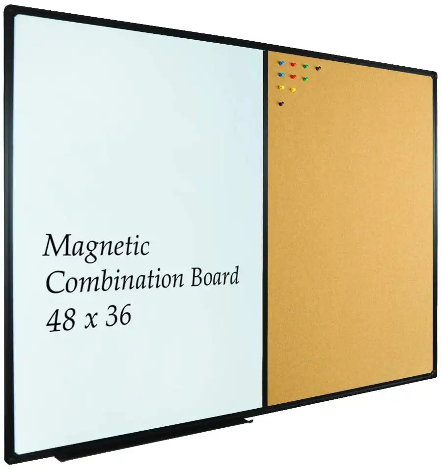 Whiteboard & Bulletin Corkboard Combination, Combo Board 48 x 36 Whiteboard, Black Aluminum Frame Wall Mounted Board Office Ho
Whiteboard & Bulletin Corkboard Combination, Combo Board 48 x 36 Whiteboard, Black Aluminum Frame Wall Mounted Board Office Ho