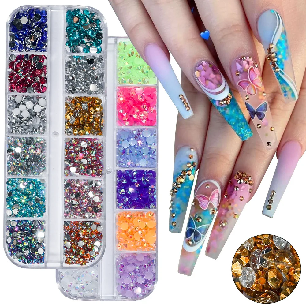 Nail Art 12 Grid Mixed Flat Bottom Resin Drill Set Nail Art Gold Silver Diamond Color DIY 3D Ladies Charm Nail Art Decoration
Nail Art 12 Grid Mixed Flat Bottom Resin Drill Set Nail Art Gold Silver Diamond Color DIY 3D Ladies Charm Nail Art Decoration