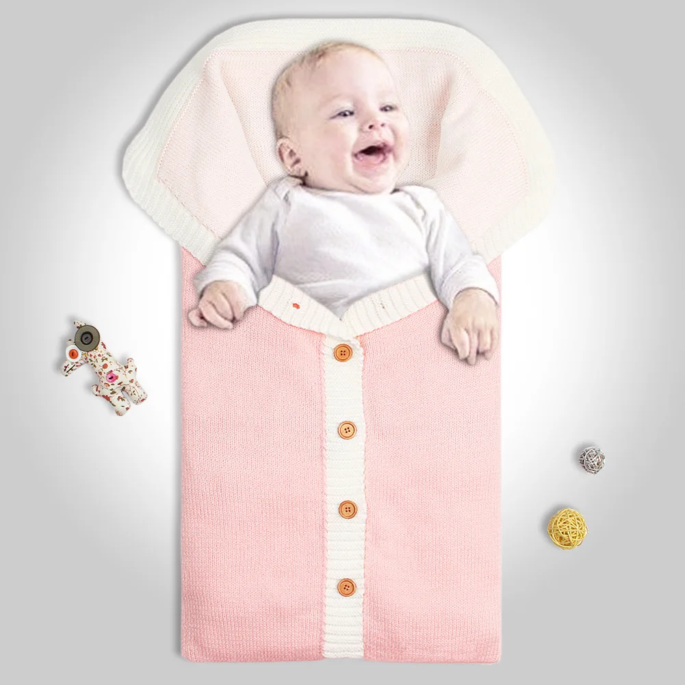 

Вязаный спальный мешок в стиле INS, пеленки для отдыха, защита от ударов, однотонное сохраняющее Тепло одеяло, детское постельное белье