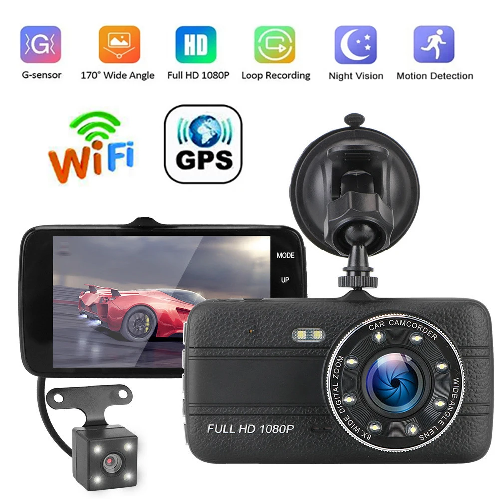 Car DVR WiFi Full HD 1080P Dash Cam Rear View Camera Car Video Recorder Night Vision Auto Dashcam Camera GPS Tracker Black Box
Car DVR WiFi Full HD 1080P Dash Cam Rear View Camera Car Video Recorder Night Vision Auto Dashcam Camera GPS Tracker Black Box