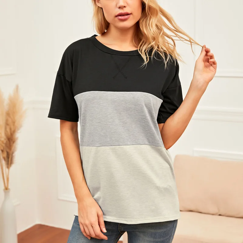 Casual T-shirt Tops 2023 Woman Spring Autumn Cross Color Matching Round Neck Hit Color Short-sleeved T-shirt Oversized All Match
Casual T-shirt Tops 2023 Woman Spring Autumn Cross Color Matching Round Neck Hit Color Short-sleeved T-shirt Oversized All Match