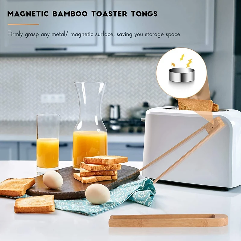 2 Pieces Magnetic Bamboo Toaster Tongs 8.7 Inch Wooden Kitchen Toast Tongs For Cooking, Natural Bamboo Kitchen Utensils
2 Pieces Magnetic Bamboo Toaster Tongs 8.7 Inch Wooden Kitchen Toast Tongs For Cooking, Natural Bamboo Kitchen Utensils