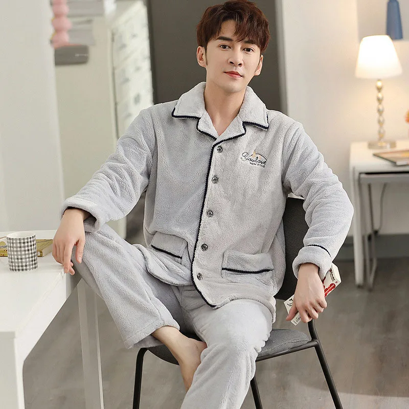 Pajamas With Trousers Turn-down Collar Winter Warm Nightwear Sleepwear Coral Fleece Thck Home Clothes Long Sleeve Loungewear
Pajamas With Trousers Turn-down Collar Winter Warm Nightwear Sleepwear Coral Fleece Thck Home Clothes Long Sleeve Loungewear