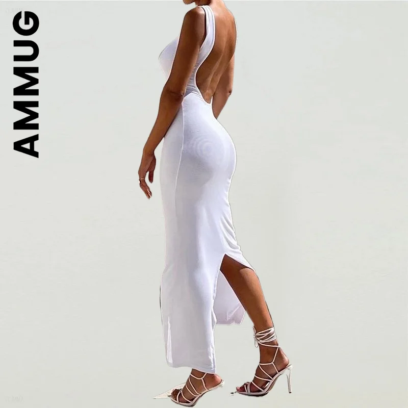 Ammug Dress Women Fashion Sexy O-neck Backless Long Maxi Evening Dresses Stylish Lazy Ladies Dress Simple Temperament Woman
Ammug Dress Women Fashion Sexy O-neck Backless Long Maxi Evening Dresses Stylish Lazy Ladies Dress Simple Temperament Woman