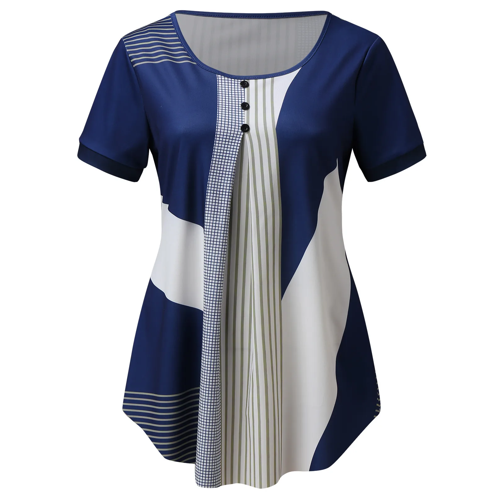 Women Pullover Print Loose Round Neck Button Short Sleeve T Shirt Basics Womens Tee Shirts
Women Pullover Print Loose Round Neck Button Short Sleeve T Shirt Basics Womens Tee Shirts