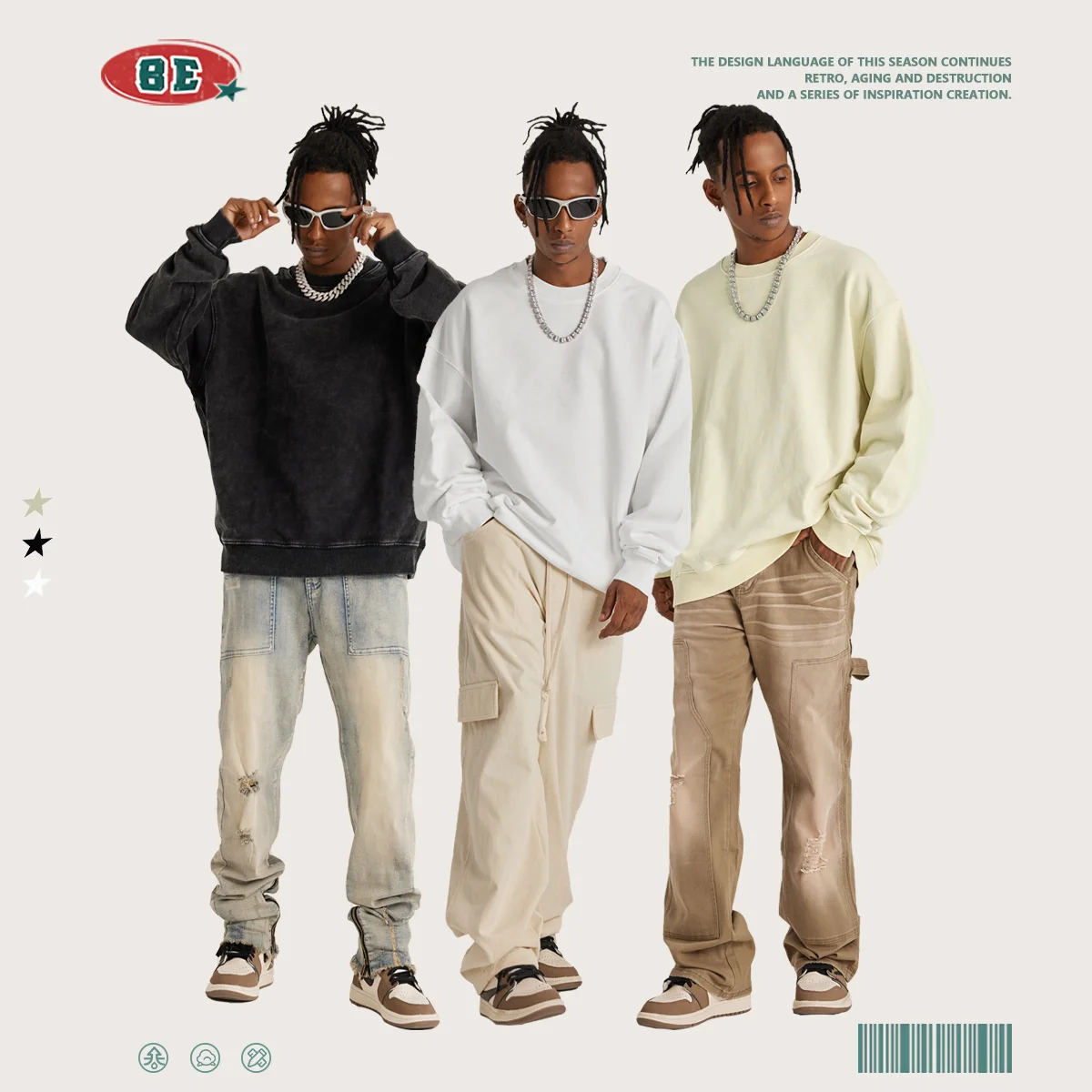 men's Be wear | autumn and winter 2023 back edition American fashion brand washed 440G round neck sweater
men's Be wear | autumn and winter 2023 back edition American fashion brand washed 440G round neck sweater